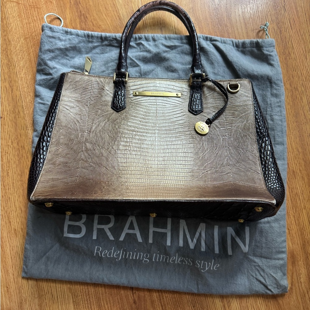 Brahmin Lincoln Satchel in Sable Pennfield